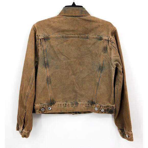 RE/DONE Women's Sandbar Fit Trucker Jacket Small Brown Long Sleeve Collared NWOT - Picture 4 of 7